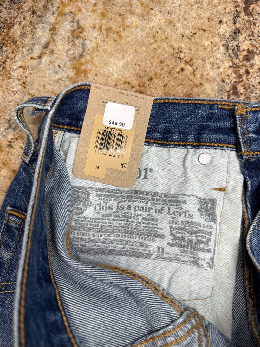 Levi's Blue Distressed High-Rise Jean Shorts - Picture 5 of 5